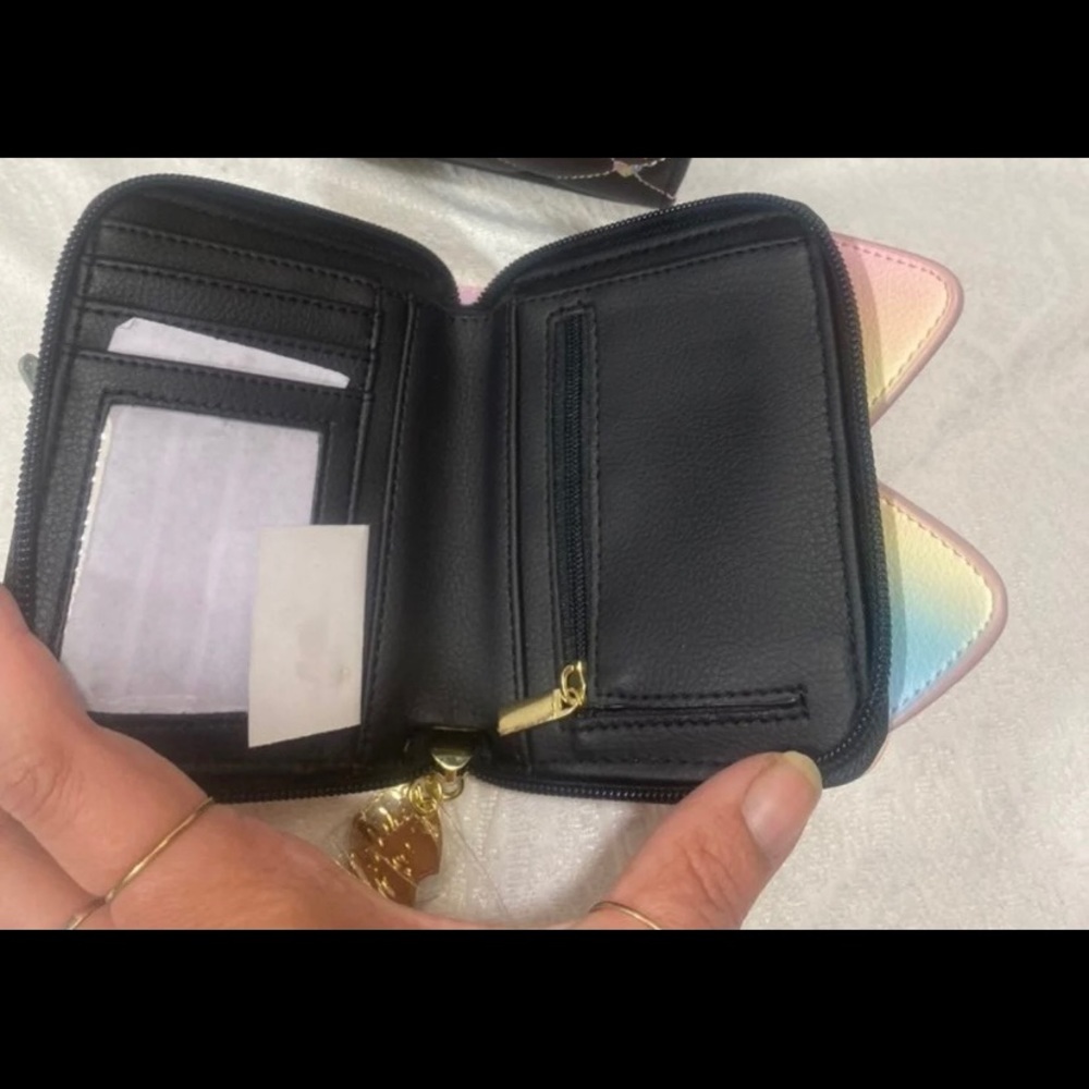 Betsey Johnson Luv Crossbody Purse Dome hand bag kitty Cat rainbow wallet BNWT - Picture 2 of 8